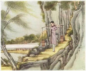 cartoon depiction of woman carrying water pals
