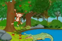 cartoon monkey and crocodile