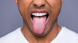 Person sticking tongue out