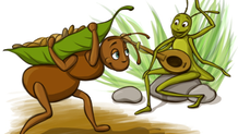 Cartoon of ant and grasshopper