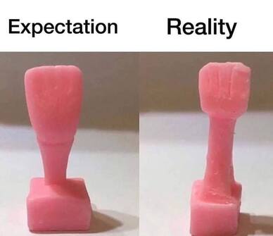 Photo of a right and wrong wax up