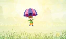 cartoon of a boy with a parachute 