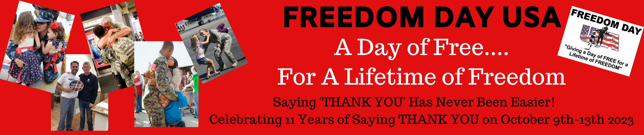 Advertisement for Freedom Day USA, a Military & Veteran Thank You Event